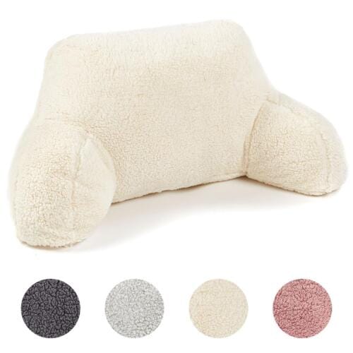 Teddy Fleece Bed Reading Cushion Pillow with Arms Lumbar Chair Back Re...
