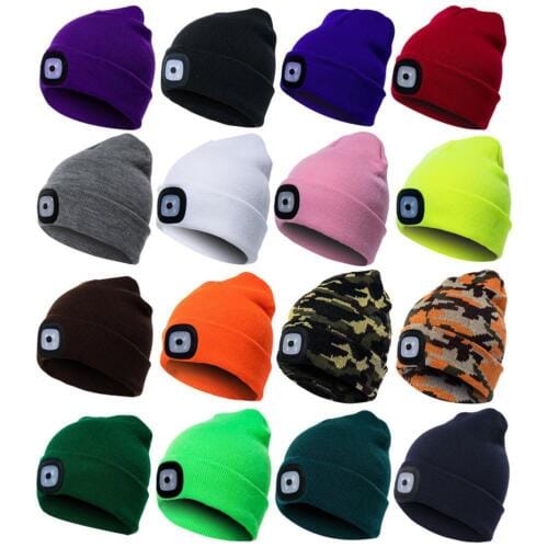 Rechargeable LED Beanie Light Hat USB Battery Thermal Winter Wam Mater...