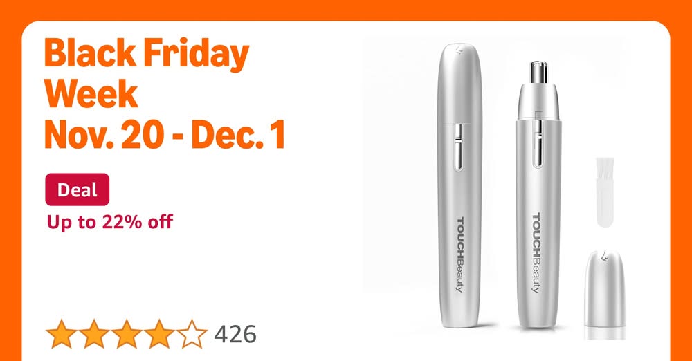TOUCHBeauty Ear and Nose Hair Trimmer for Women, Battery Powered