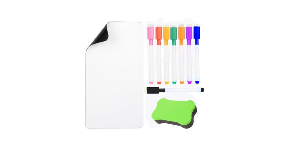 Magnetic whiteboard with markers