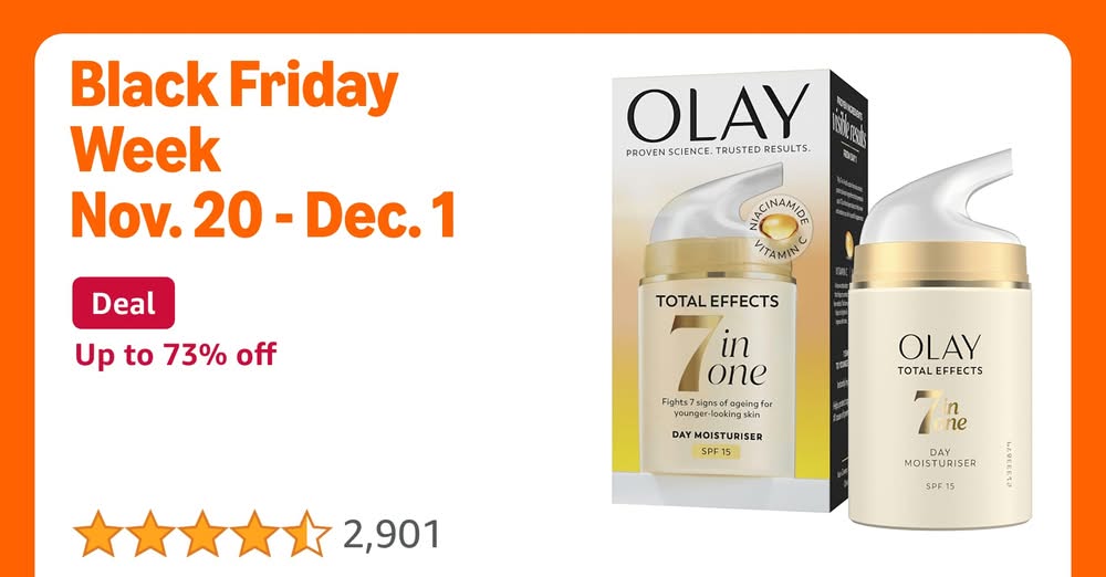 Olay Total Effects 7-In-1 Anti-Ageing Moisturiser With Spf15, Niacinam...