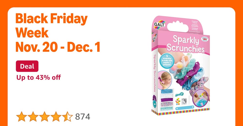 Galt Toys, Sparkly Scrunchies, Craft Kit