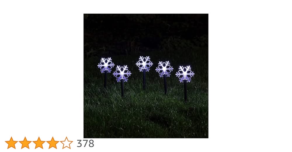Set of 5 Christmas Snowflake Garden Stake Lights